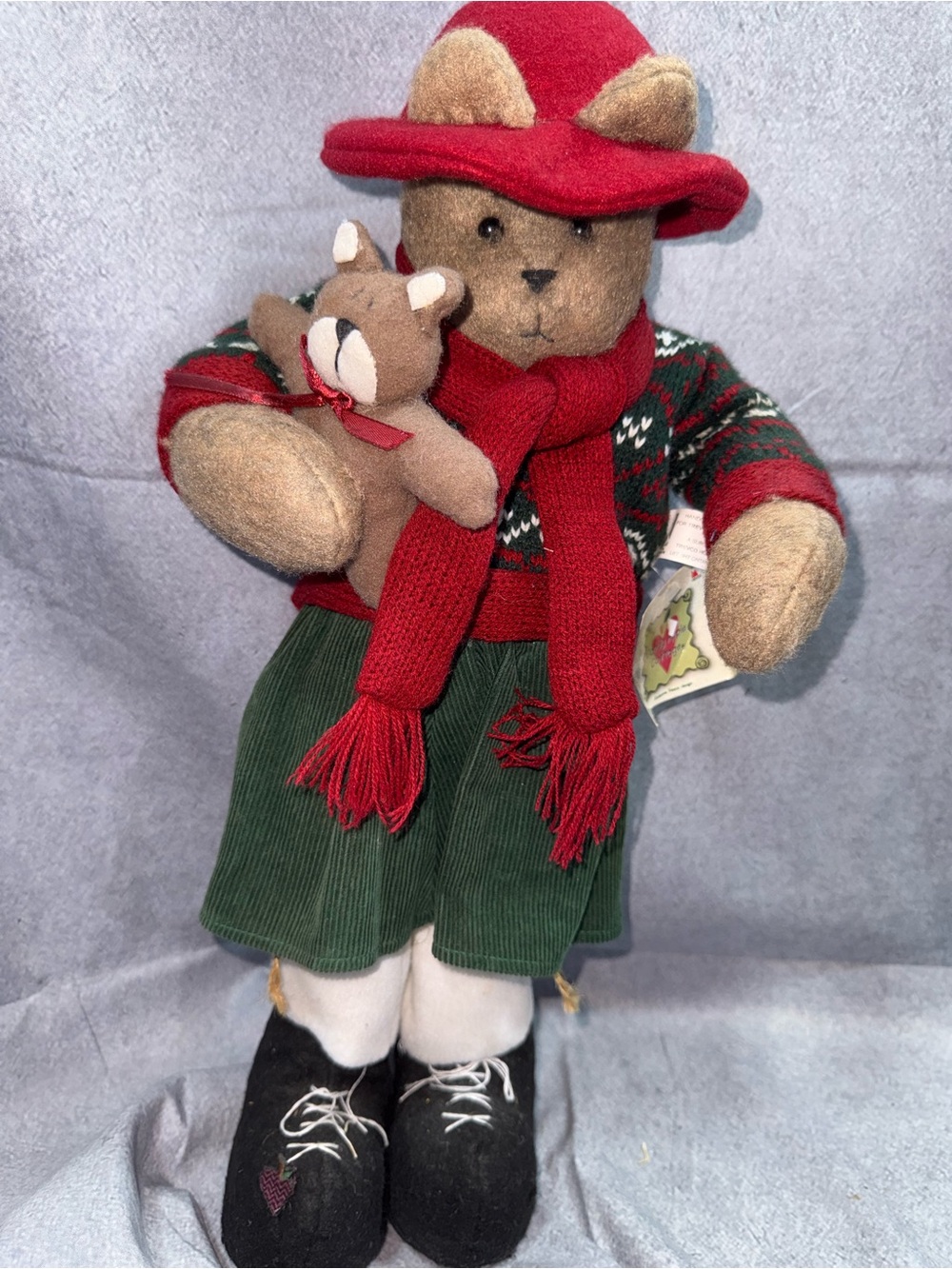Ganz Cottage Collectible Holiday Bear Plush with Red Hat & Scarf